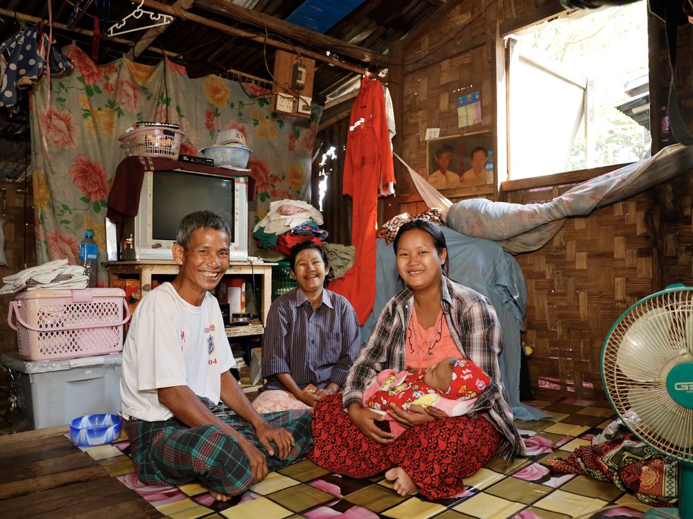 Myanmar family at home together